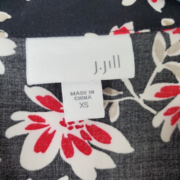 J Jill Womens Floral Collared Sleevless Dress Size Small, Black and Red, Buttons - Picture 4 of 6